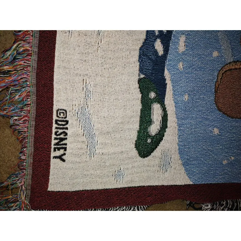 Walt Disney World Woven Tapestry Throw Blanket Mickey Goofy Disney decor 50X56